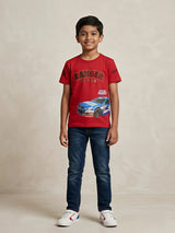 Boys Red Ranger Rider Race Car Graphic T-Shirt