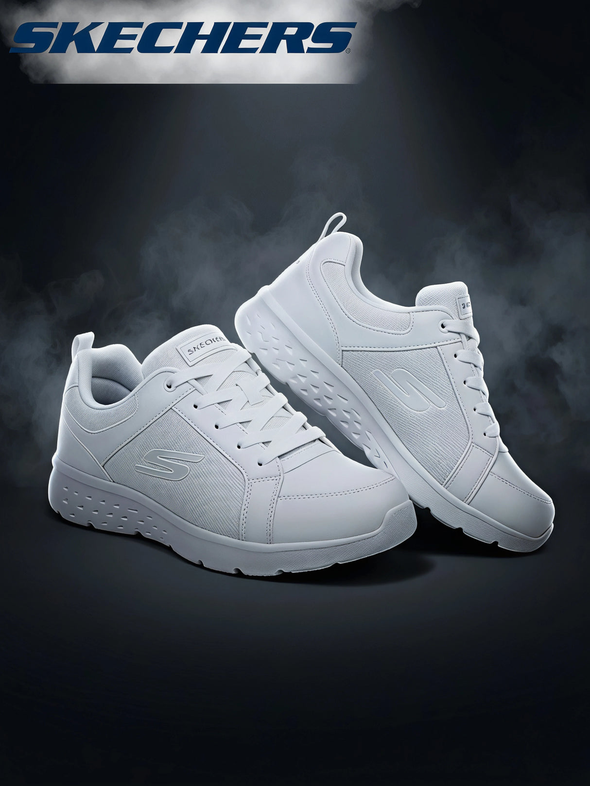 Skechers Essential Lace-Up School Shoes - White.