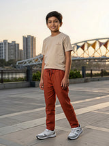 Boys' Burnt Orange Cotton Trackpants