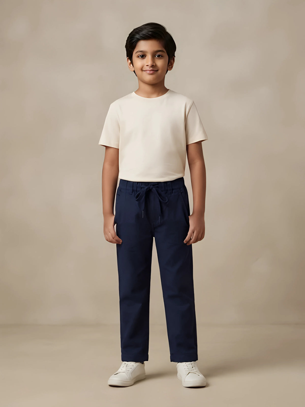 Black cotton blend pant for boys ideal for ethnic and casual wear.
