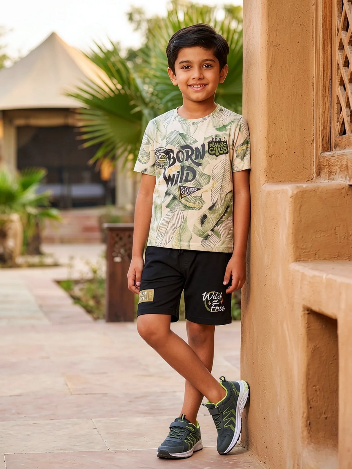 Boys Green Born Wild Graphic Print Co-ord Set