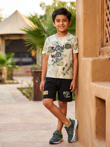 Boys Green Born Wild Graphic Print Co-ord Set