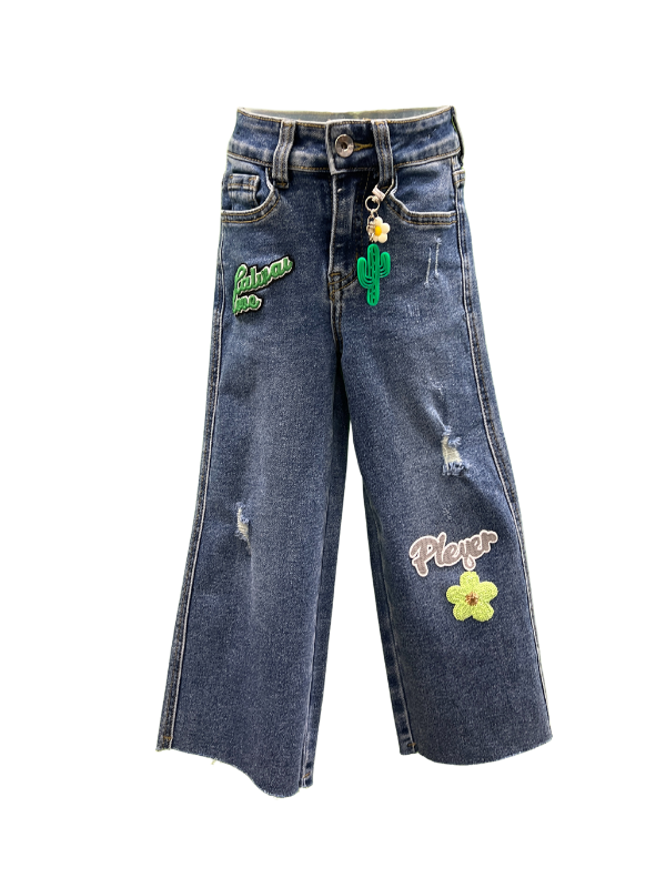 Girls’ Cactus & Flower Patch Wide-Leg Jeans