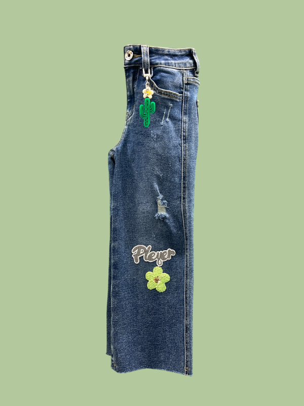 Girls’ Cactus & Flower Patch Wide-Leg Jeans