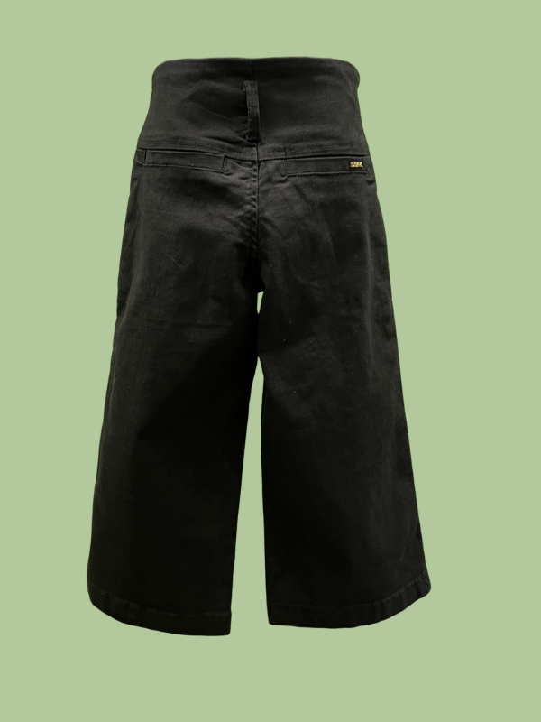 Girls' Black Wide-Leg Cropped Cotton Pants