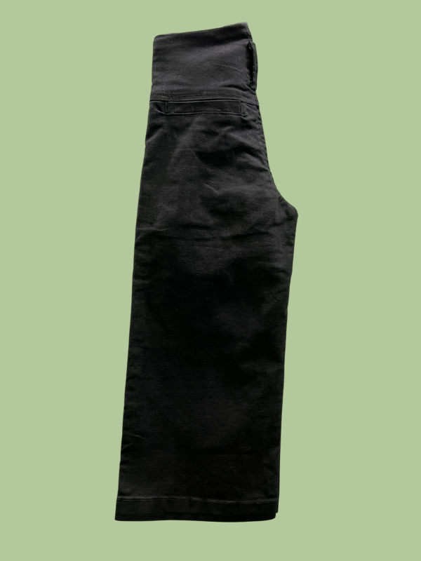 Girls' Black Wide-Leg Cropped Cotton Pants