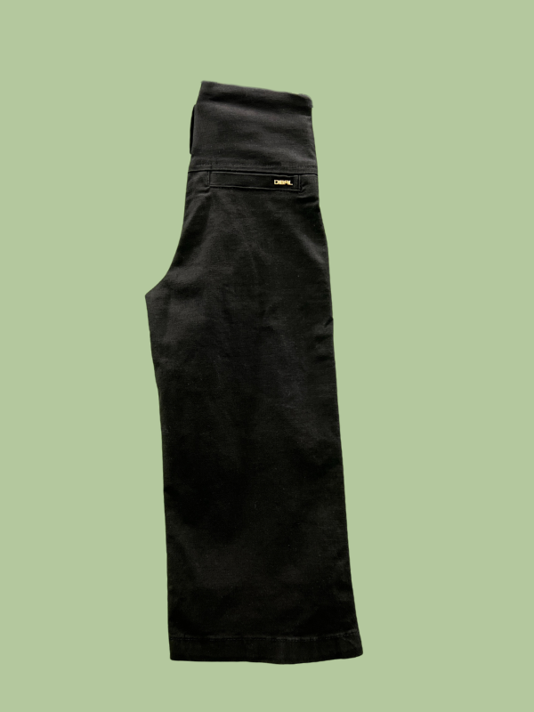 Girls' Black Wide-Leg Cropped Cotton Pants