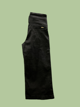 Girls' Black Wide-Leg Cropped Cotton Pants