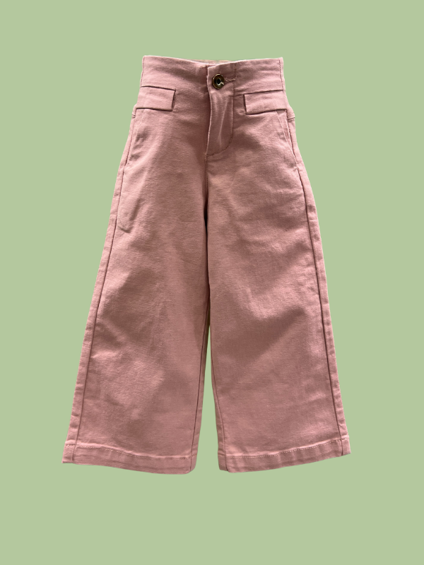 Girls' Peach Cropped Wide-Leg Pants