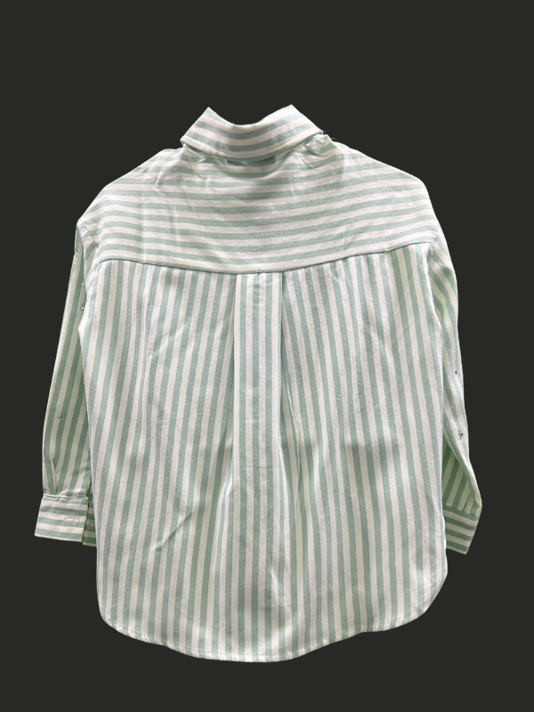 Girls' Green Striped Sequin Shirt