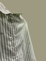 Girls' Green Striped Sequin Shirt