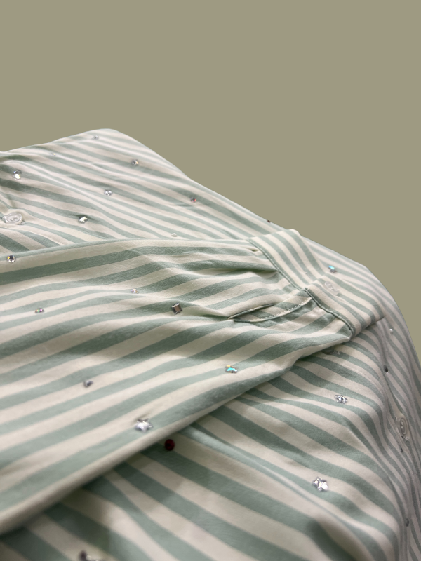 Girls' Green Striped Sequin Shirt