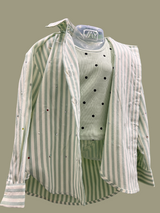 Girls' Green Striped Sequin Shirt
