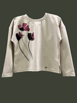 Girls' Cream Long Sleeve Floral Top