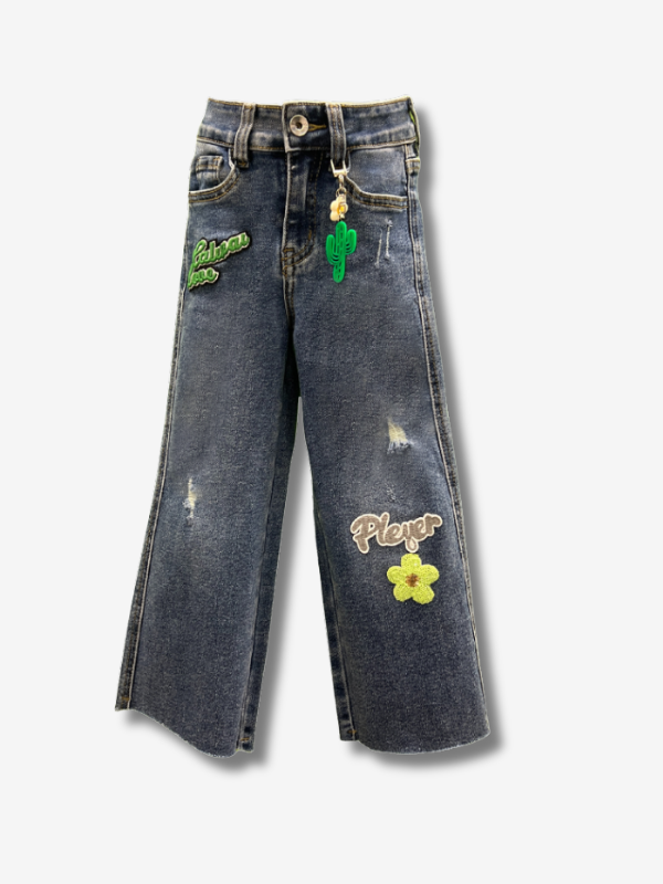 Girls’ Cactus & Flower Patch Wide-Leg Jeans