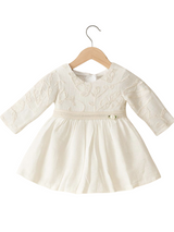Girls' Ivory Embroidered Lace Yoke Frock