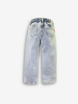 Girls' Light Wash Wide-Leg Graphic Jeans