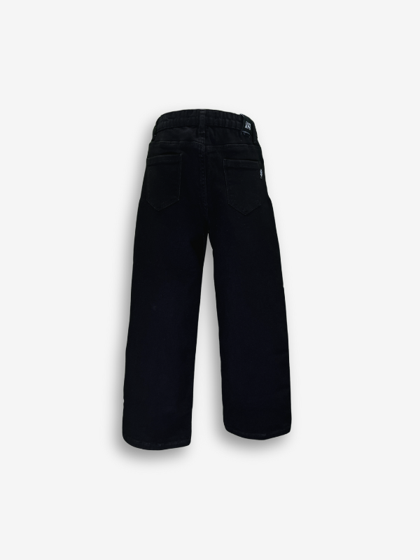 Girls' Black Wide-Leg Butterfly Graphic Jeans