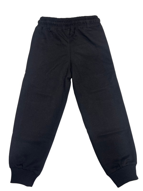 Boys' Black Fleece Jogger Track Pants with Orange Drawstring