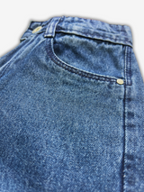 Girls' Dark Wash Wide-Leg Jeans with Lace Hem