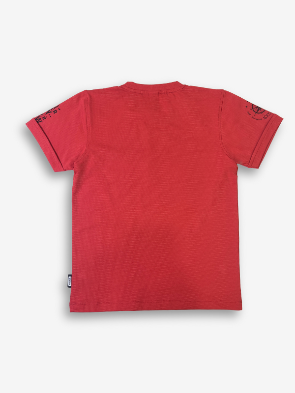 Boys' Red Textured "AFTER WORK" Graphic T-Shirt