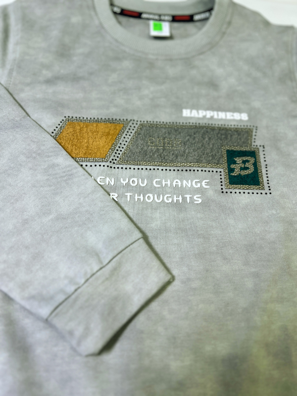 Boys' Light Gray Acid Wash Graphic Sweatshirt