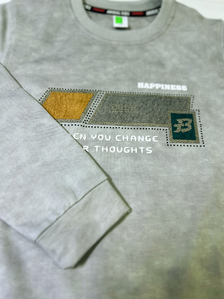 Boys' Light Gray Acid Wash Graphic Sweatshirt