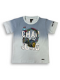 Boys' ombré blue and white t-shirt with a colorful graphic of retro headphones and bold black and white text.

Export to Sheets