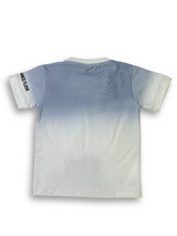 Boys' ombré blue and white t-shirt with a colorful graphic of retro headphones and bold black and white text.

Export to Sheets