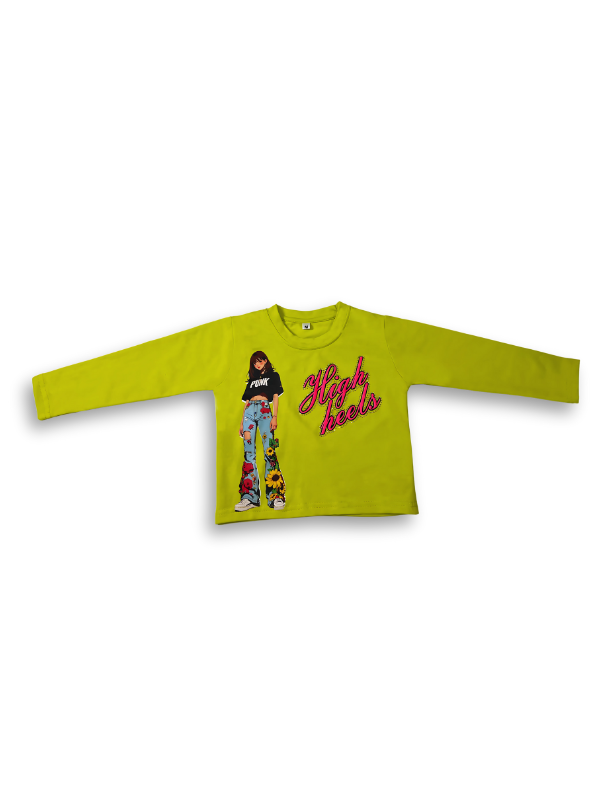 Girls' Lime Green Long-Sleeve T-Shirt