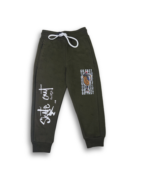 Boys' Olive Green Graphic Jogger Pants