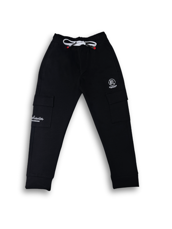 Boys' Black Cargo Jogger Pants