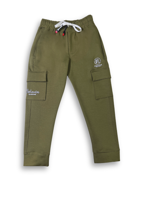 Boys' Olive Green Cargo Jogger Pants