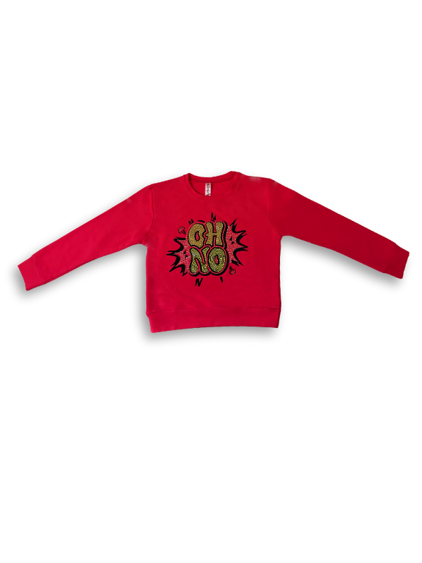 Girls' Red "OH NO" Comic Graphic Sweatshirt 