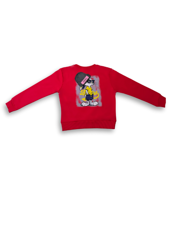Girls' Red "Bunny" Neon Graphic Sweatshirt
