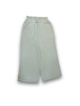 Girls' Pastel Green Wide-Leg Paper Bag Trousers
