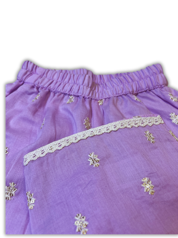 Girls' Purple Floral Embroidered Kurta Set