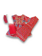 Girls' Red Printed Kurta Sharara Set with Dupatta