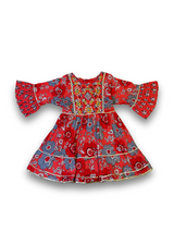 Girls' Red Printed Kurta Sharara Set with Dupatta