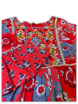 Girls' Red Printed Kurta Sharara Set with Dupatta