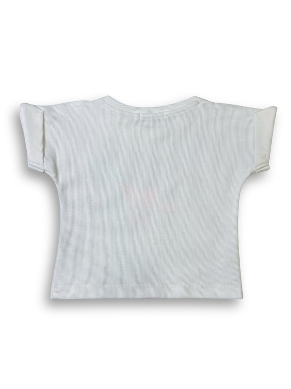 Girls' White Ribbed T-Shirt