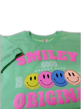 Girls' Neon Green Smiley Crop Top & Jogger Set