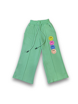 Girls' Neon Green Smiley Crop Top & Jogger Set