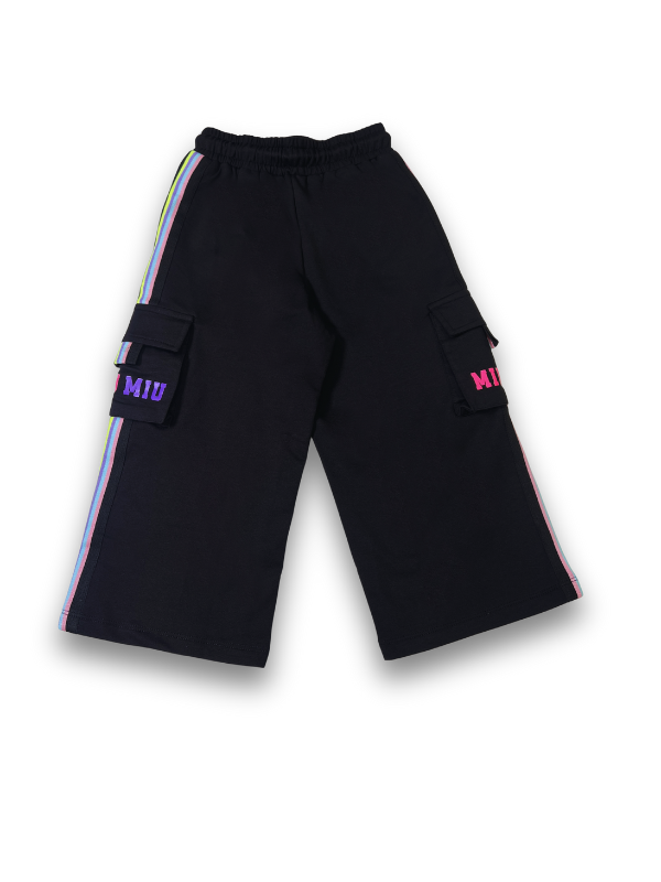 Girls' Black Crop Top & Cargo Jogger Co-ord Set