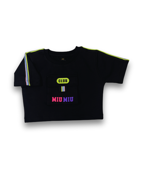 Girls' Black Crop Top & Cargo Jogger Co-ord Set