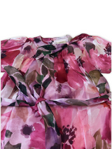 Girls' Pink Floral Sheer Organza Party Frock