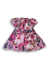 Girls' Pink Floral Sheer Organza Party Frock