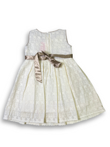 Girls' Elegant Beige/Cream Embroidered Party Dress