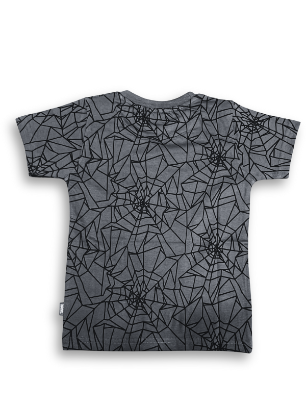 Boys' Navy Blue Spider-Man Web Print T-Shirt with Emblem Graphic