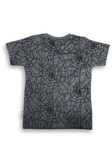 Boys' Navy Blue Spider-Man Web Print T-Shirt with Emblem Graphic